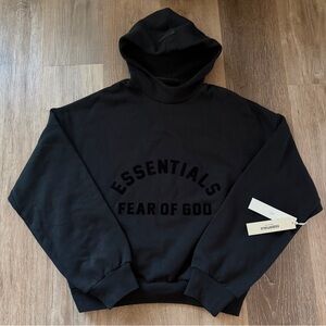 Fear of God Essentials Men's Jet Black Bonded Hoodie Size XS  NWT Authentic